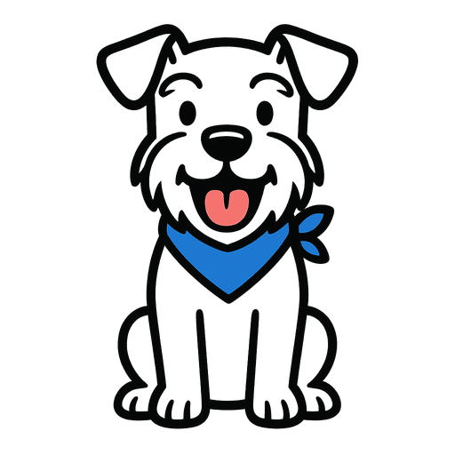 Ollie — FetchInk mascot, white miniature schnauzer cartoon