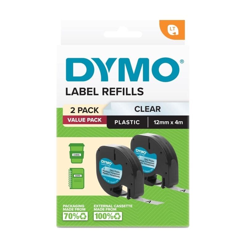 Dymo LetraTag PlasTape Clear Pk2, Dymo, at FetchInk Australia