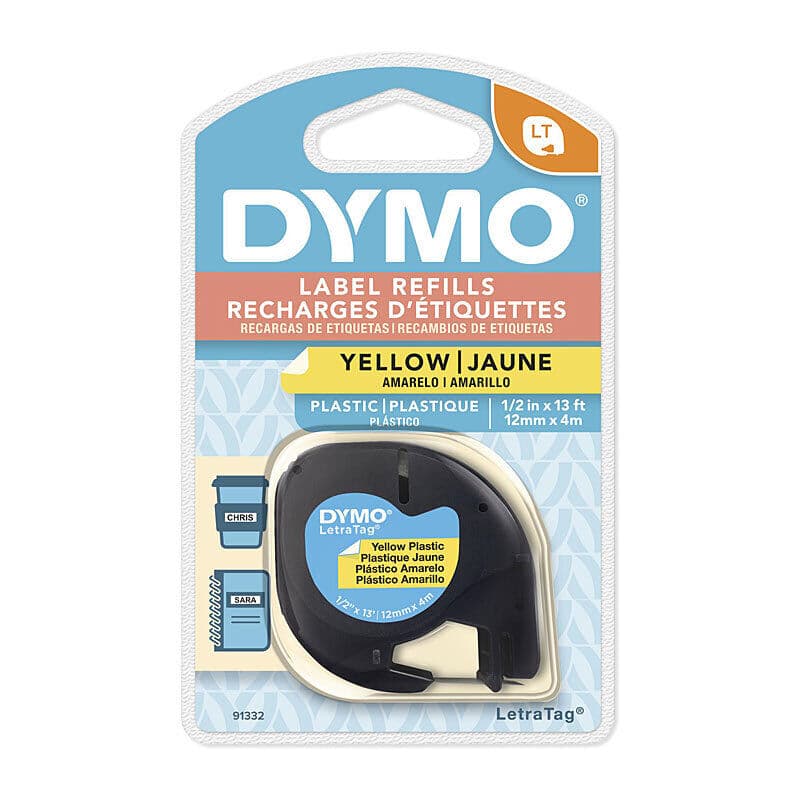 Dymo LT Plastic 12mm x 4m Yellow, Dymo, at FetchInk Australia
