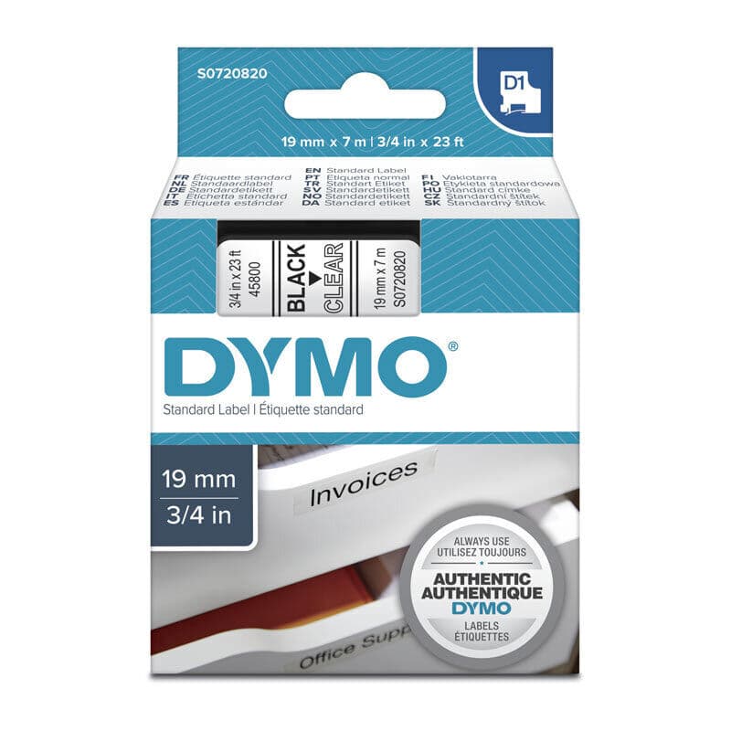 D1 Black on Clear 19mmx7m Tape
