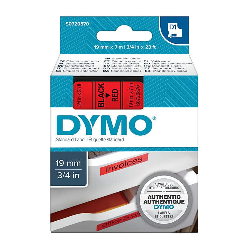 D1 Black on Red 19mmx7m Tape