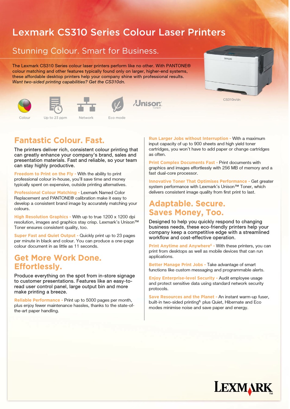 Lexmark CS310dn printer — compatible cartridges at FetchInk
